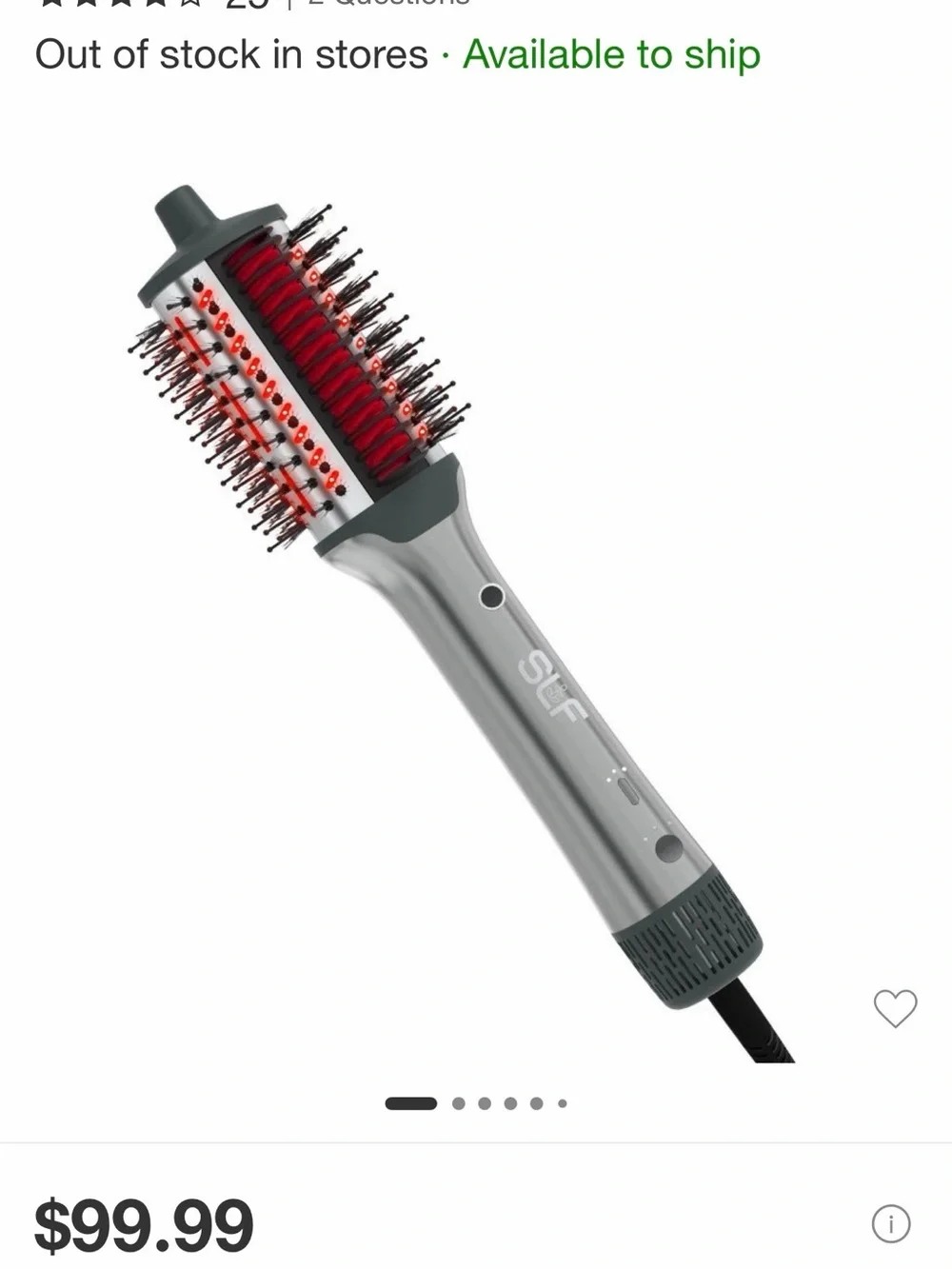 SLF Red Light Therapy 5-In-1 Ionic Dry Hair Brush & Heat Combo